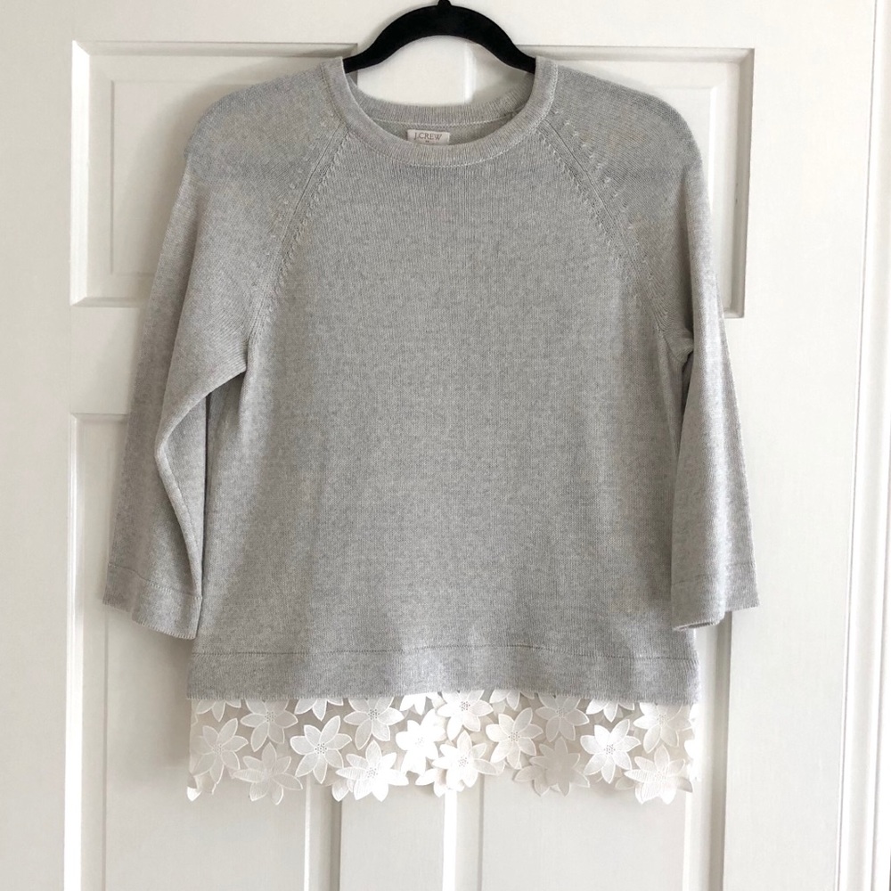 J.Crew Grey Tunic Sweater With Floral Detail
